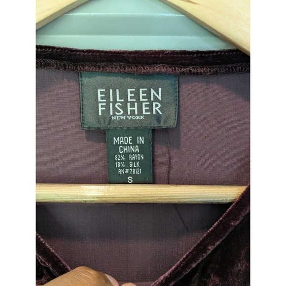 Eileen Fisher‎ Velvet Midi Dress Rayon Silk Blend Long Sleeve Plum Petite (MINT) - Picture 3 of 8